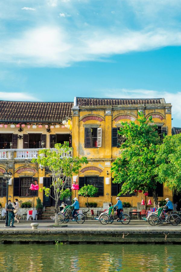 Colorful Hoi An street on vietnam luxury travel - Vietnam heritage journey