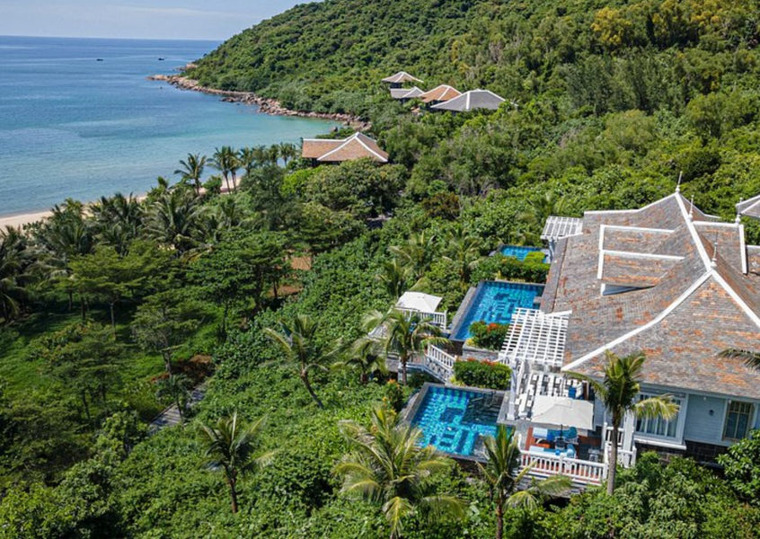 Aerial view of InterContinental Danang beach resort villas