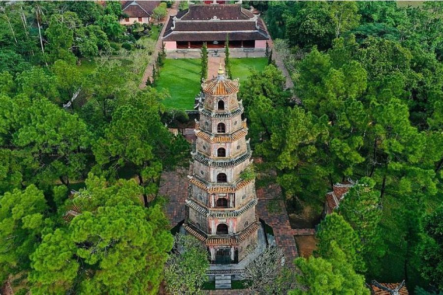 Thien Mu Pagoda seven-story tower, Hue, Vietnam